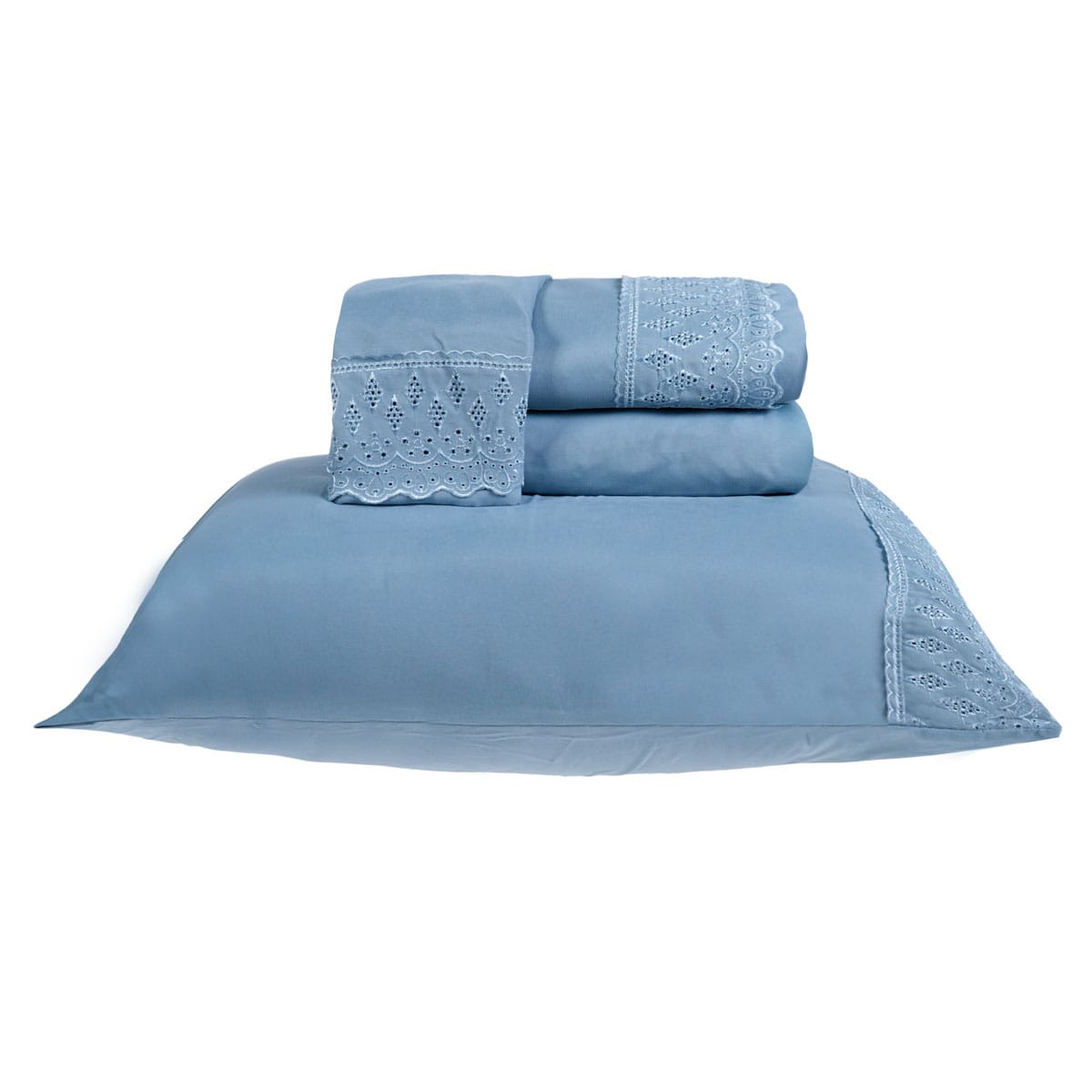 Jogo de Lençol 3 e 4 Peças 200 Fios Cama Solteiro Casal Queen King Bordado Inglês Toque Macio Conforto(CINZA NEVOA,KING)