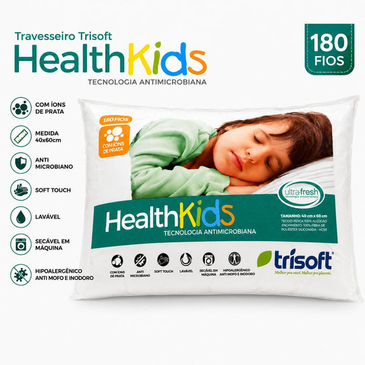 Travesseiro Trisoft HealthKids 180 fios Com íons de prata
