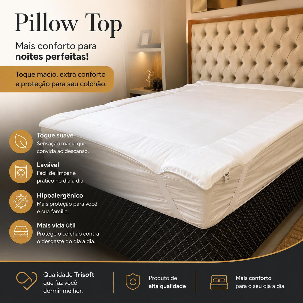 Protetor De Colchão Piloow Top Casal Queen King Macio Ortopédico Envio Imediato(KING)